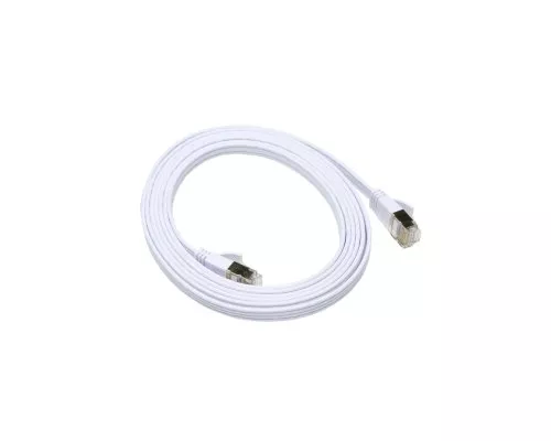 Patch cable Cat.6, flat, PiMF/STP, 1m, white, DINIC Box